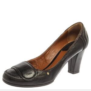 Chloe Brown Leather Round Toe Pumps